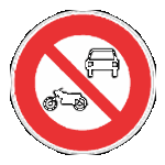 طريق ممنوع على جميع أنواع السيارات بإستثناء الدراجات النارية الكبيرة