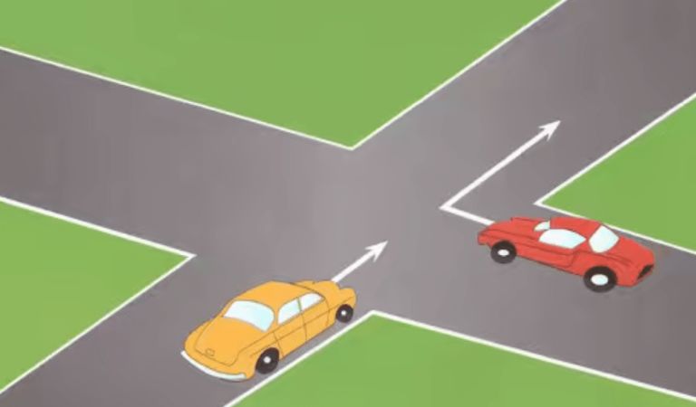 كروازمة الأسبقية لمول ليمن : تدوز السيارة الحمراء ليمن ديالها خاوي عاد تبعها السيارة الصفراء