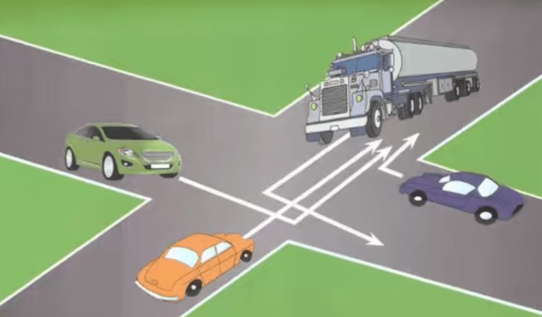 كروازمة مول ليمن يدوز : تدوز السيارة الزرقاء على اليمين وتبعها السيارة البرتقالية اللى غادا نيشان ثم تدوز السيارة الخضراء عاد يدوز الكاميو